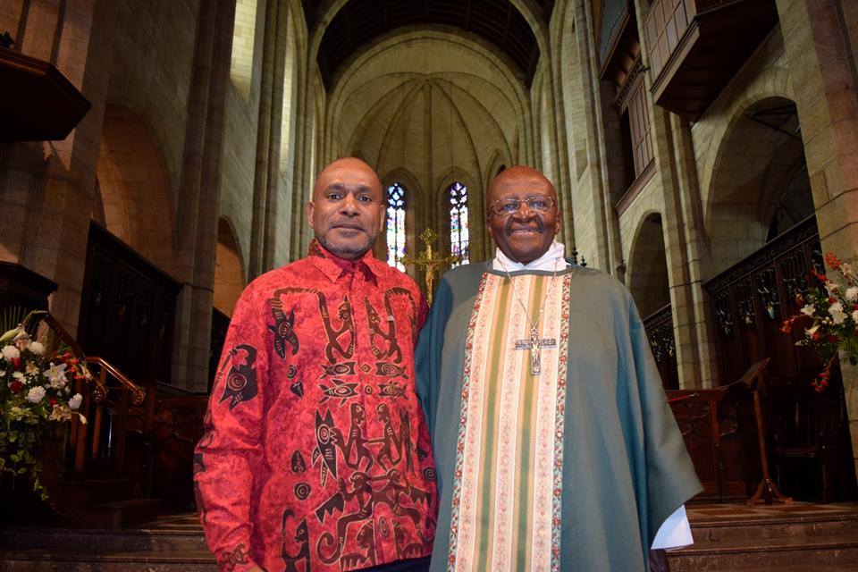 Benny Wenda met Archbishop Desmond Tutu in Cape Town, South Africa. November 2015