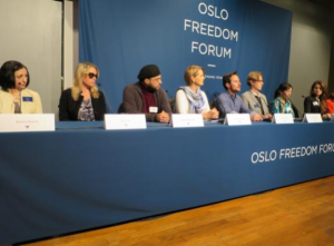 Benny was present during this press conference at the Oslo Freedom Forum 