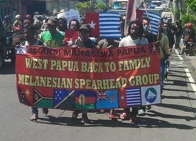 West Papuans in the city of Solo, Indonesia, supporting West Papua coming back to the Melanesian family of the MSG