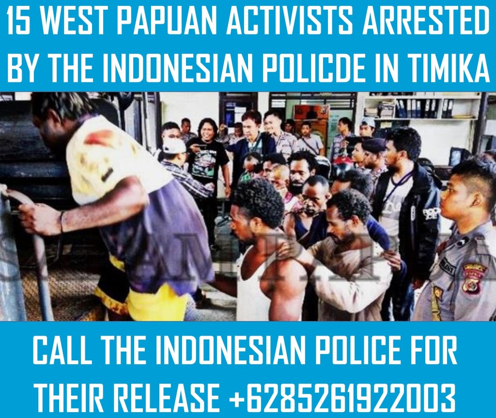 Please call the local Head of the Indonesian police in Timika, West Papua and call for the release of the West Papuan activists. 