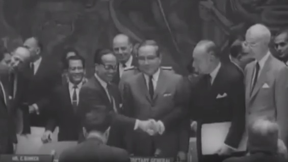 The New York Agreement being made between Indonesia, the Netherlands and the USA behind closed doors in New York